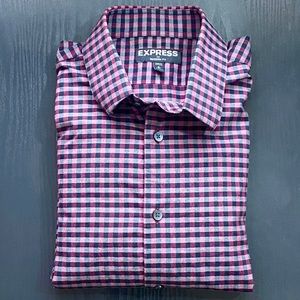 Express Small Modern Fit Micro-Gingham Dress Shirt